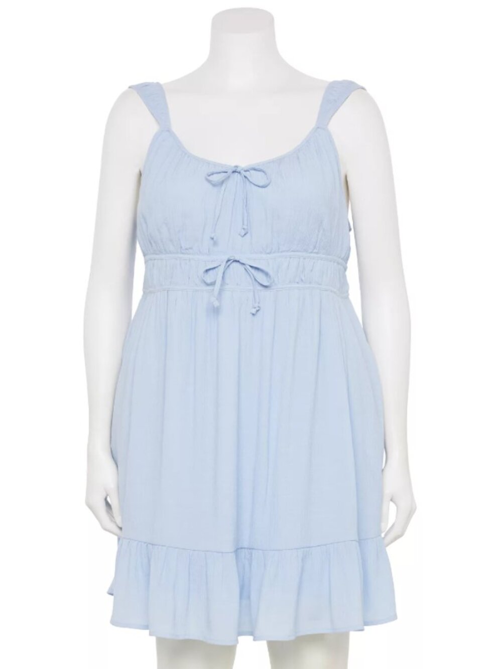 SO Goods For Life Tie Dress Women's Plus Size Small Light Blue Cinch Waist